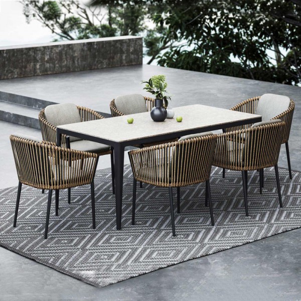 Modern Aluminium Rattan Bar Set Outdoor Seating Furniture 4 Seats Patio Lounge Garden Table and Chairs