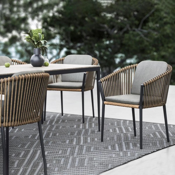 Modern Aluminium Rattan Bar Set Outdoor Seating Furniture 4 Seats Patio Lounge Garden Table and Chairs