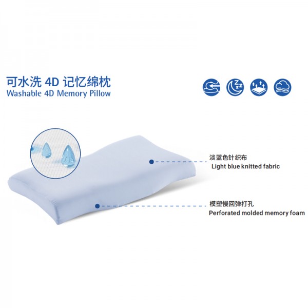 Memory foam pillow protects the cervical spine aids sleep and is washable 4D memory pillow