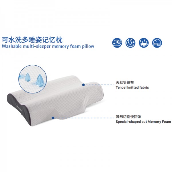 Memory foam pillow protects cervical vertebrae and aids sleep washable multi-sleeper memory foam pillow