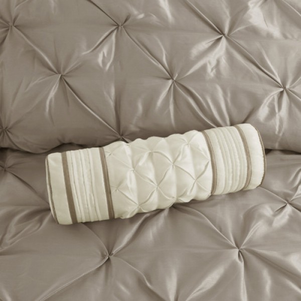 7 Piece Tufted Comforter Set Taupe King