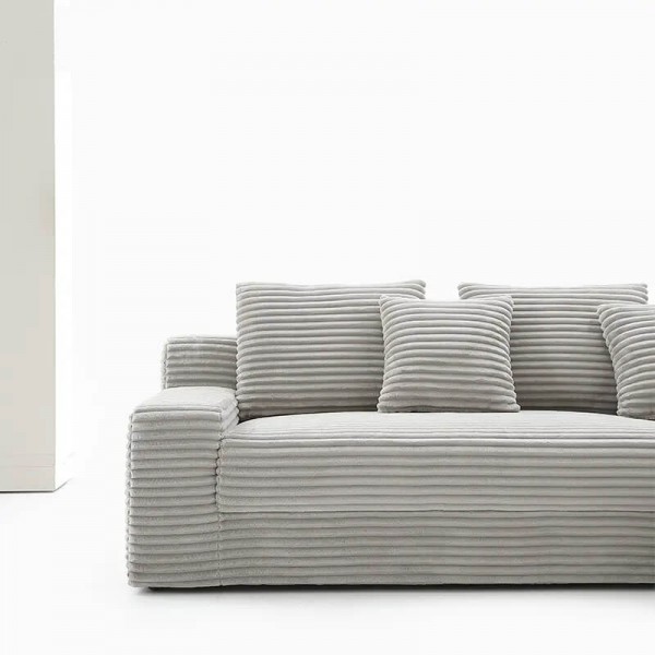 69"3 in 1 Convertible Queen Sleeper Sofa Bed, Modern Fabric Loveseat Futon Sofa Couch w/Pullout Bed, Small Love Seat Lounge Sofa w/Reclining Backrest, Furniture for Living Room, White Gray