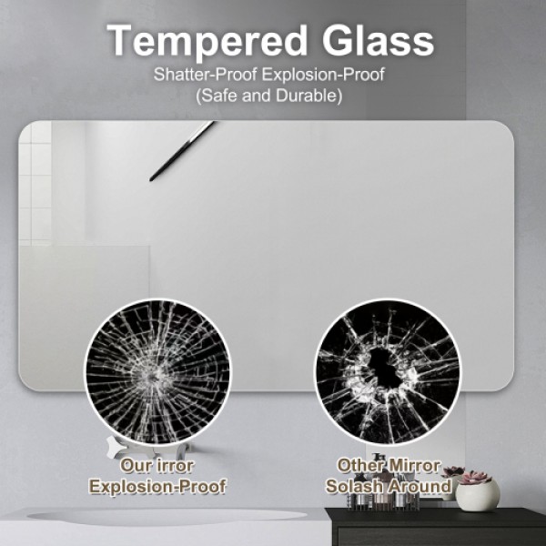 Bathroom Vanity Mirror , Wall-Mounted Mirror for Bathroom Anti-Fog Waterproof 