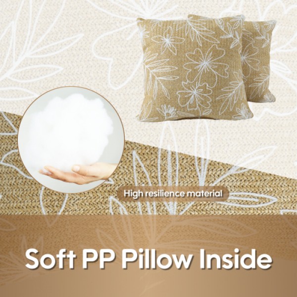 Outdoor/Indoor Throw Pillows, Decorative Throw Pillows with Inserts, Simulated Straw Weaving 18"x18" Square Pillows for Bed, Couch, Sofa and Patio Furniture (Set of 2, Casual Flowers)