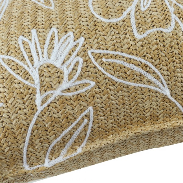 Outdoor/Indoor Throw Pillows, Decorative Throw Pillows with Inserts, Simulated Straw Weaving 18"x18" Square Pillows for Bed, Couch, Sofa and Patio Furniture (Set of 2, Casual Flowers)