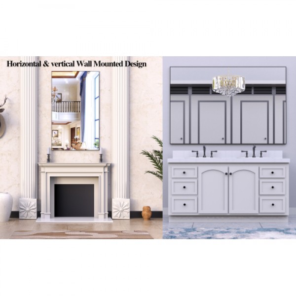 60"x36" Oversized Modern Rectangle Bathroom Mirror with Balck Frame Decorative Large Wall Mirrors for Bathroom Living Room Bedroom Vertical or Horizontal Wall Mounted mirror with Aluminum Frame 