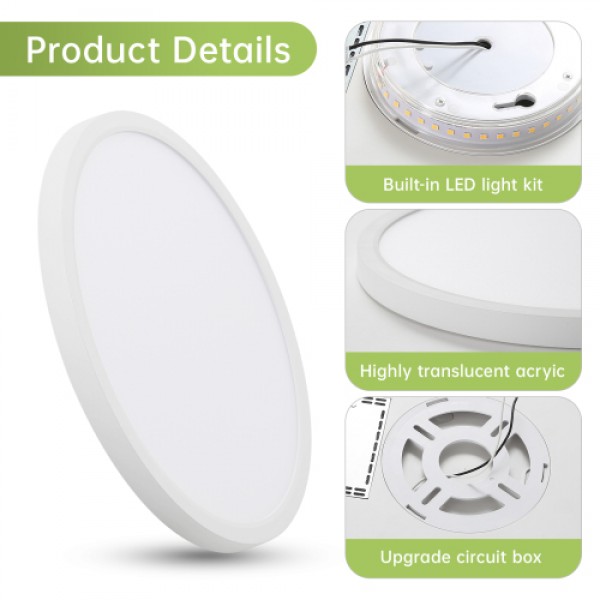 11.8 Inch Flush Mount Ceiling Light, 20W LED+Nightlight Ceiling Light Fixture for Kitchen Bedroom Living Room