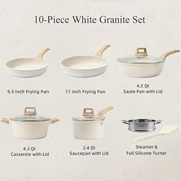 Wholesale Die Cast Aluminum Ceramic Nonstick Kitchen Cooking Pots and Pans Pot Set Granite Cookware Set