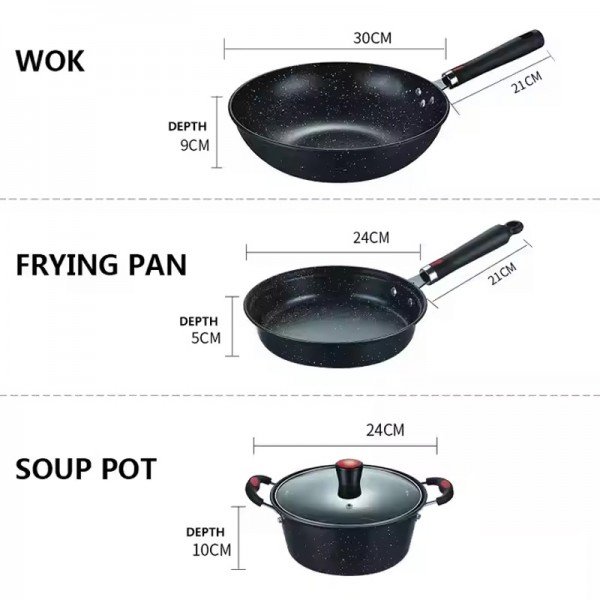 Top Sell Cookware Pots and Pans Kitchen Non Stick Cooking Pot Set Soup Stock Pots Housewares