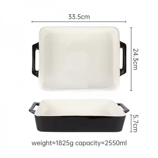 Custom Kitchen Bakeware Set Rectangular Casserole Stoneware Baking Tray Oven Ceramic Baking Dishes