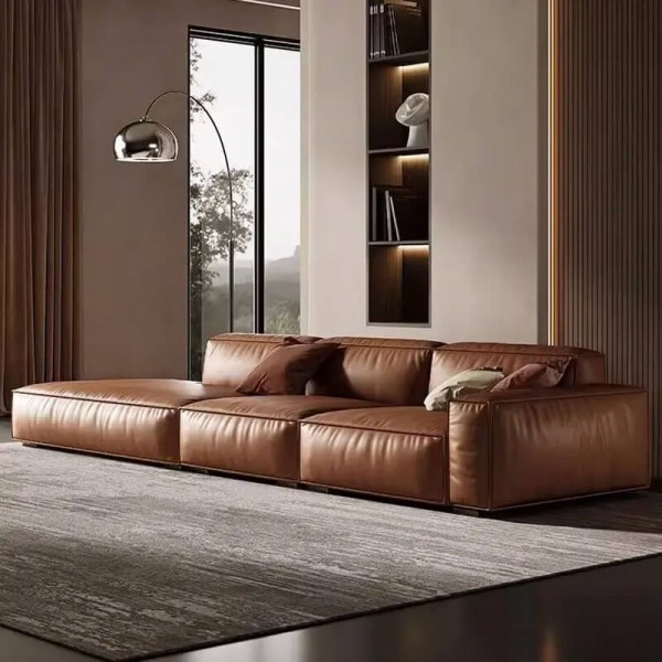 Modern Luxury Leather Sofa Set for Living Room, Customizable Colors/Size, OEM Wholesale Price